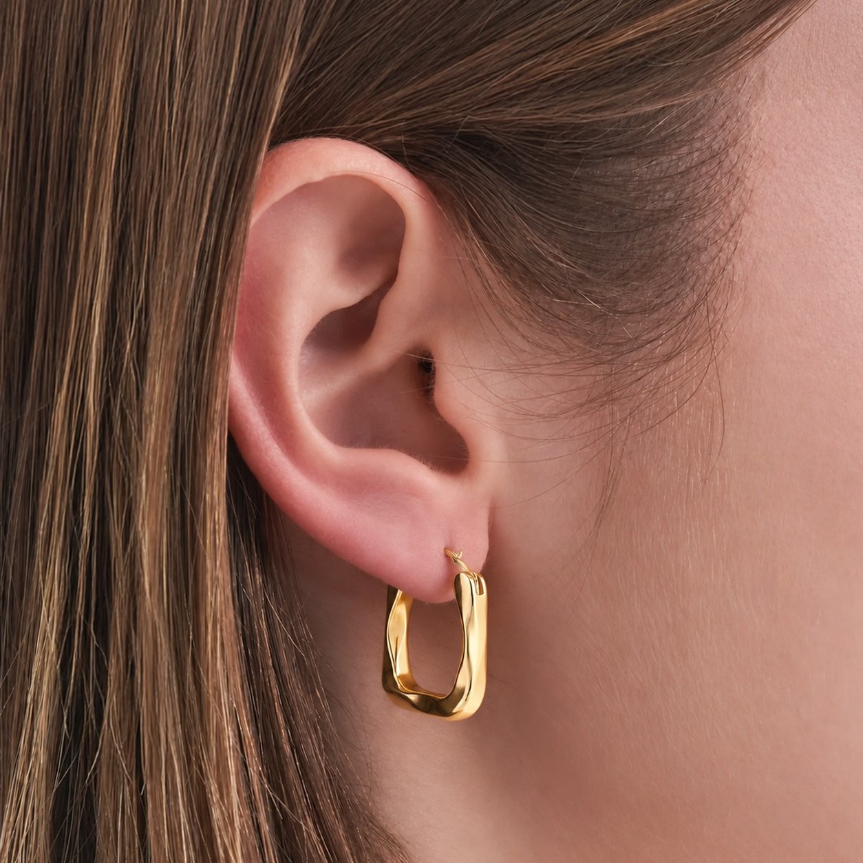 Aros Argolla Rectangular  Dorado