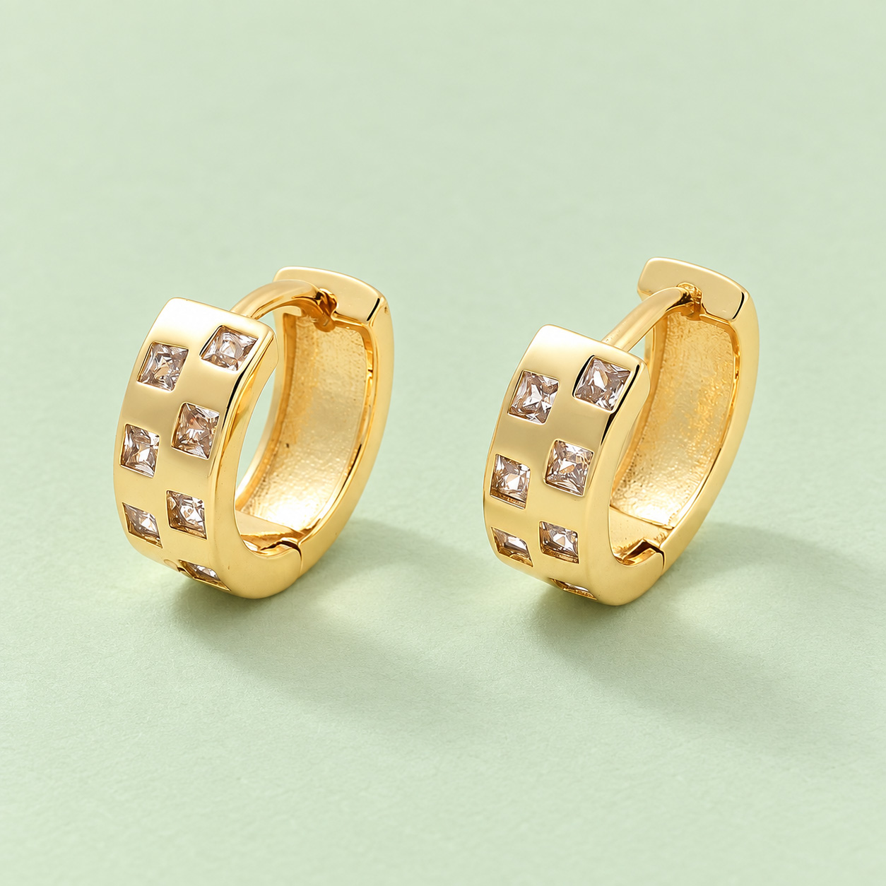 Aros Tipo Argolla Cubic Zirconia Transparente Oro 18k