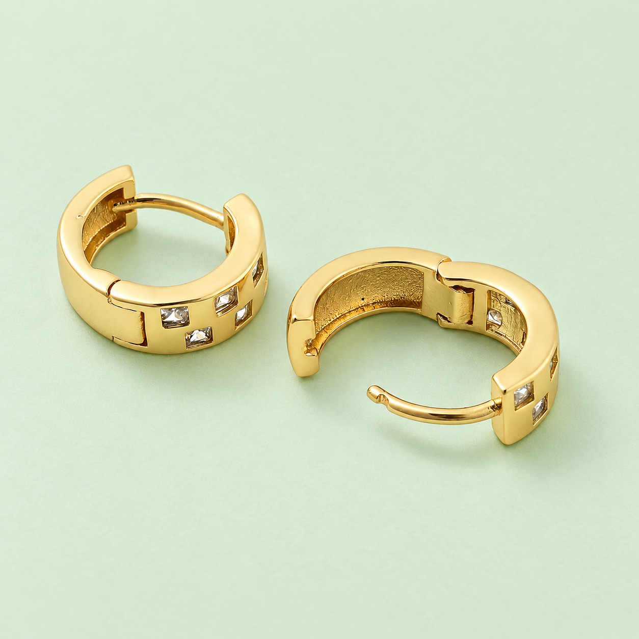 Aros Tipo Argolla Cubic Zirconia Transparente Oro 18k — foto 3