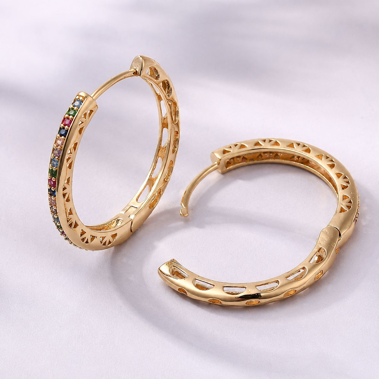 Aros Argolla Dorada Cubic Zirconia Multicolor — foto 3