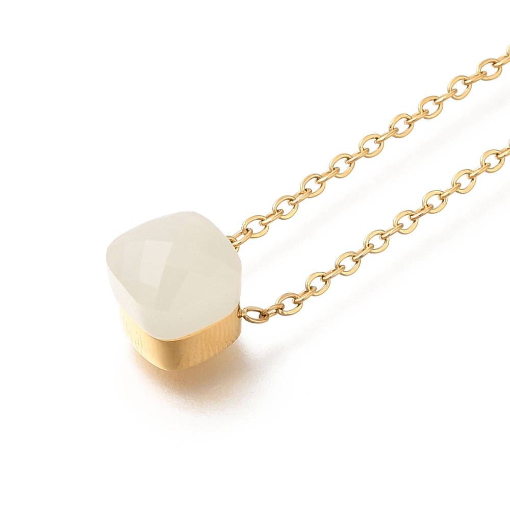 Cadena con Dije de Asero con piedra y baño de Oro 14k