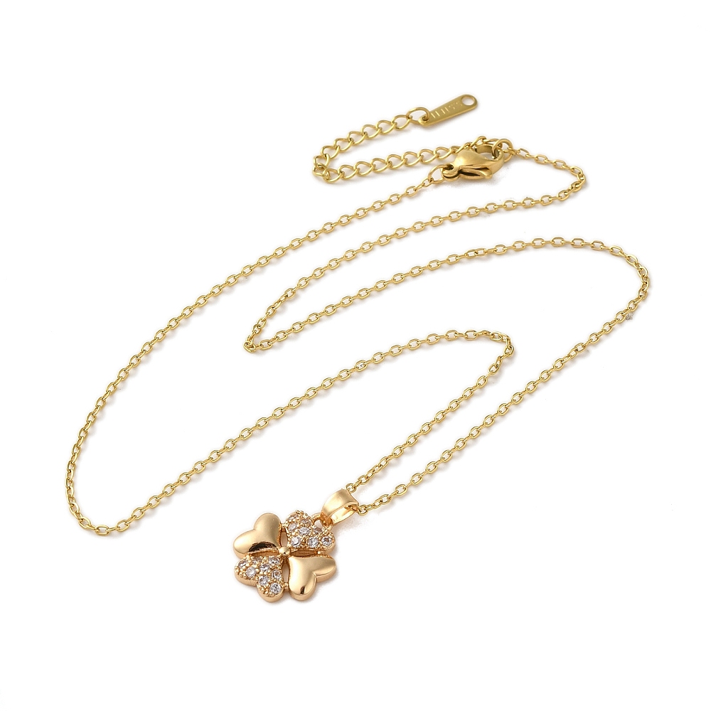 Collar de cadena con dije de trébol Acero Quirúrgico y Cubic Zirconia — foto 3