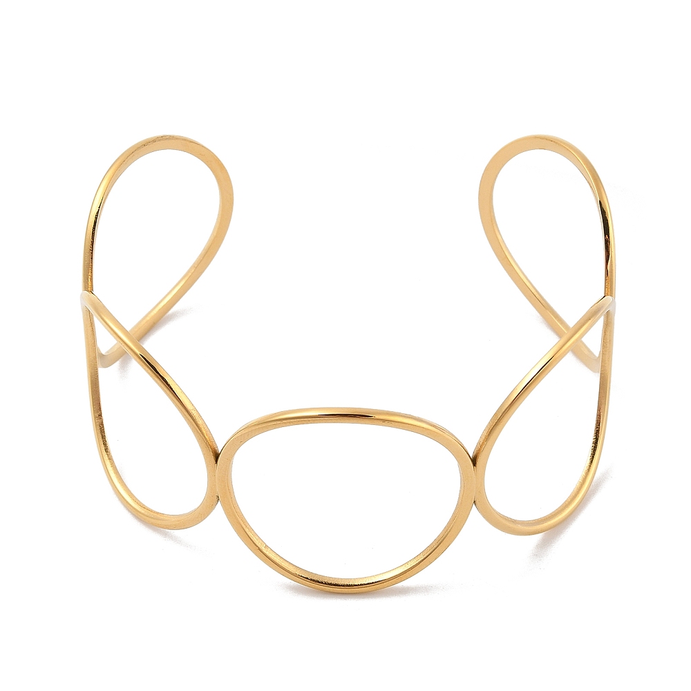 Brazalete Círculos de Acero Inoxidable. Bañados en Oro Real de 18K — foto 4