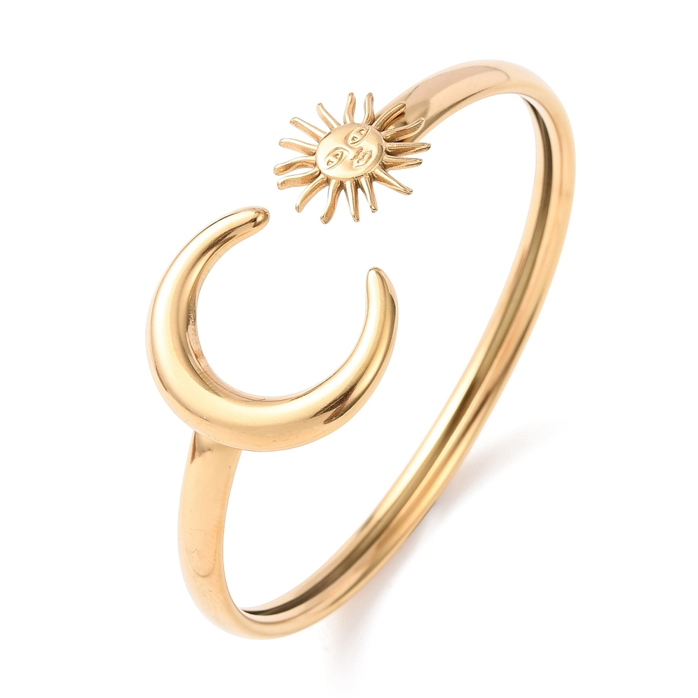 Brazalete de Acero Dorado Sol y Luna