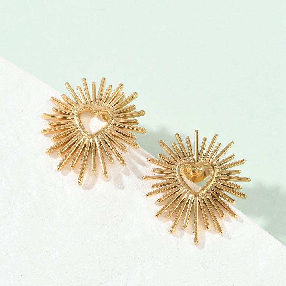 Aros Corazón de Acero con Baño Dorado 18K — foto 3