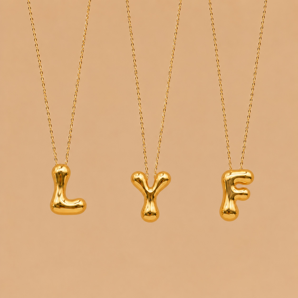 Collar inicial Enchapado Oro 14k