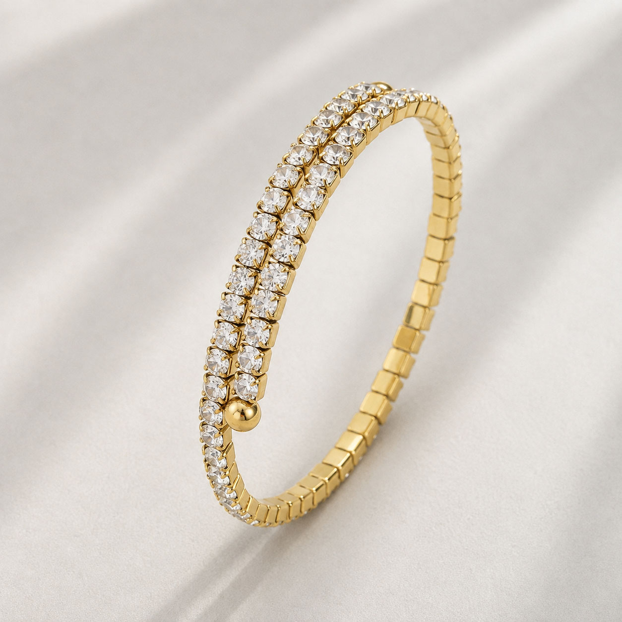 Pulsera Acero Baño en Oro con Cubic Zirconia