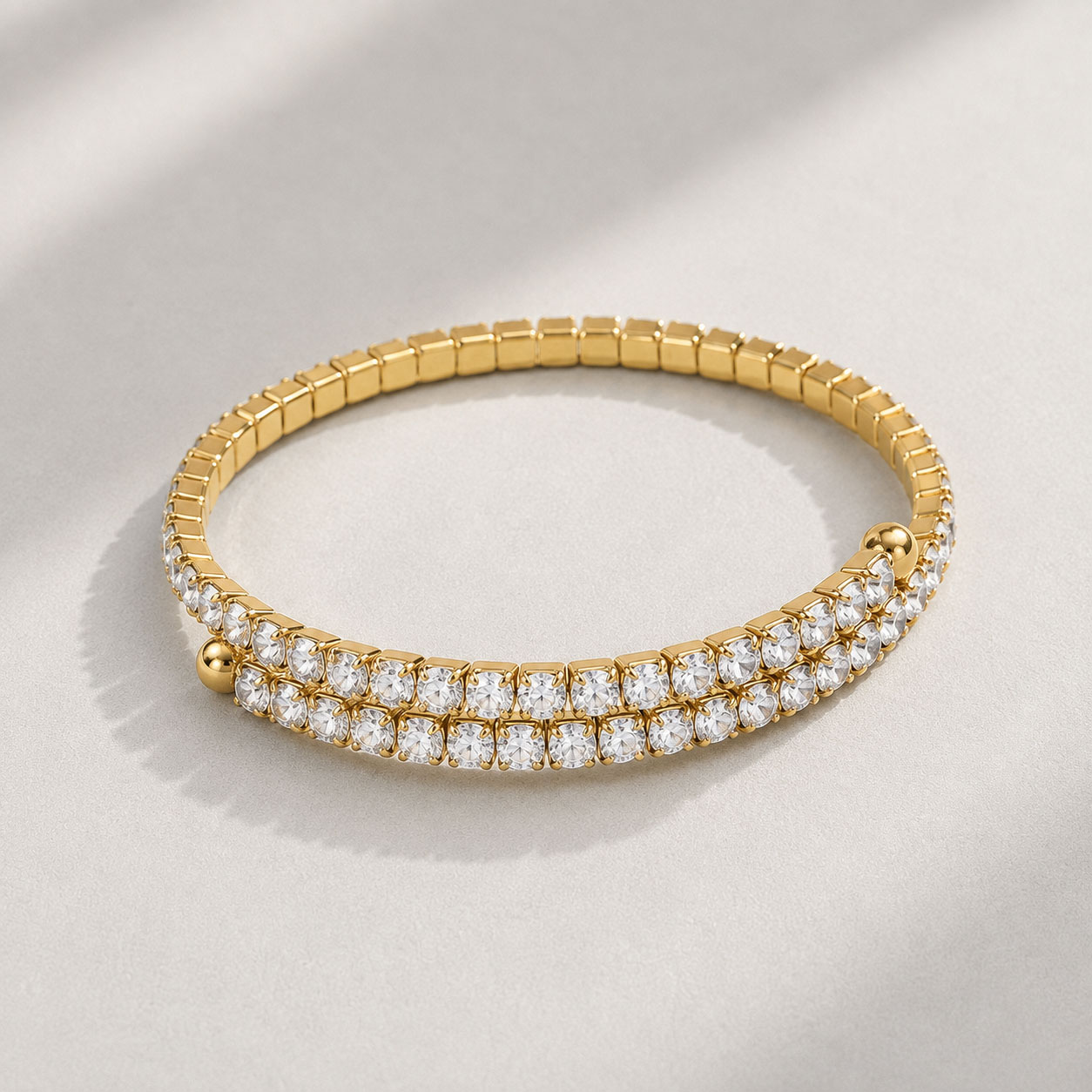 Pulsera Acero Baño en Oro con Cubic Zirconia