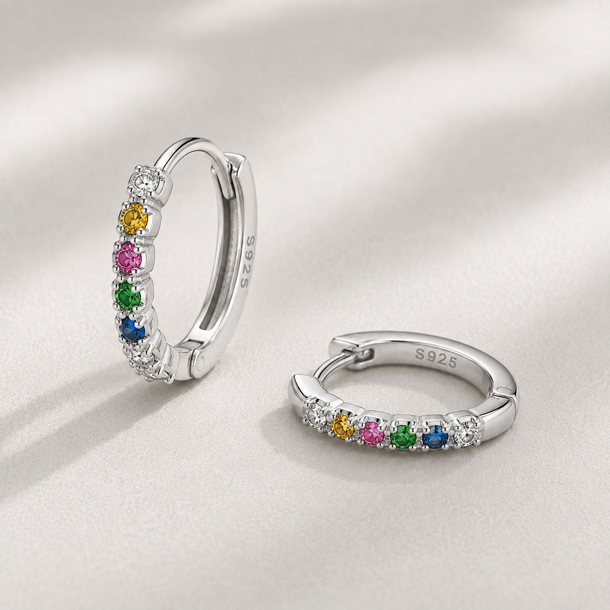 Aros Plata 925 Cubic Zirconia Multicolor 