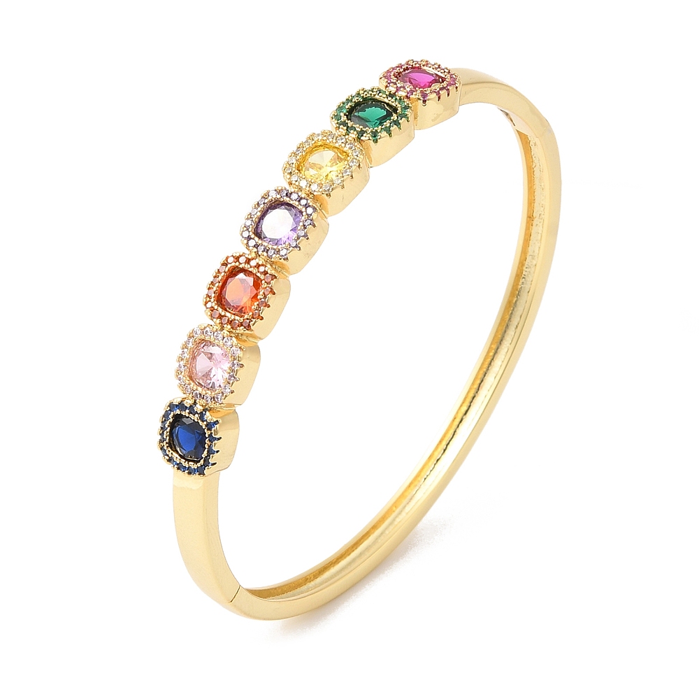 Brazalete Cubic Zirconia Multicolor Enchapado en Oro