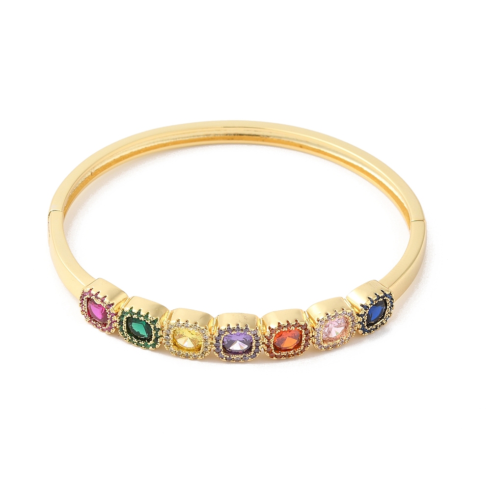 Brazalete Cubic Zirconia Multicolor Enchapado en Oro