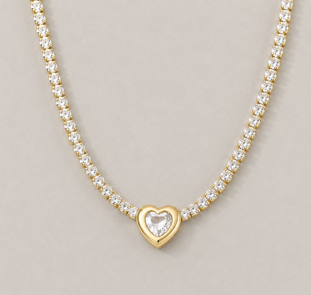 Collar con colgante de corazón Acero y Cubic Zirconia