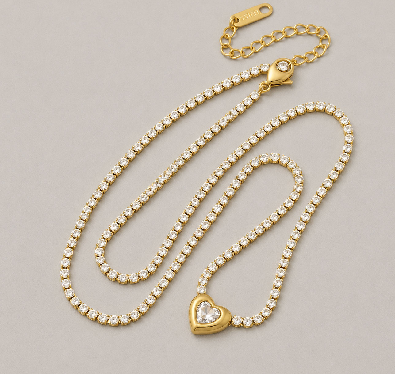 Collar con colgante de corazón Acero y Cubic Zirconia