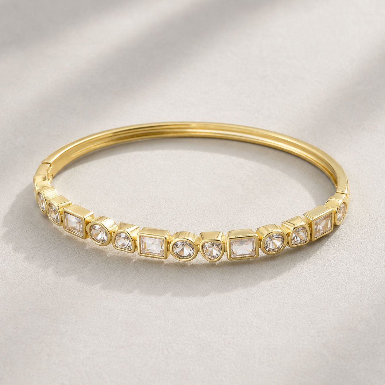 Pulsera Bisagra Cubir Zirconia Transparente