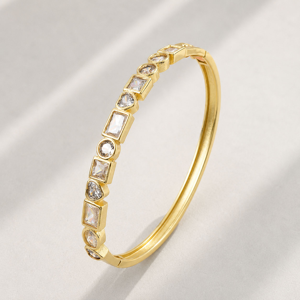 Pulsera Bisagra Cubir Zirconia Transparente