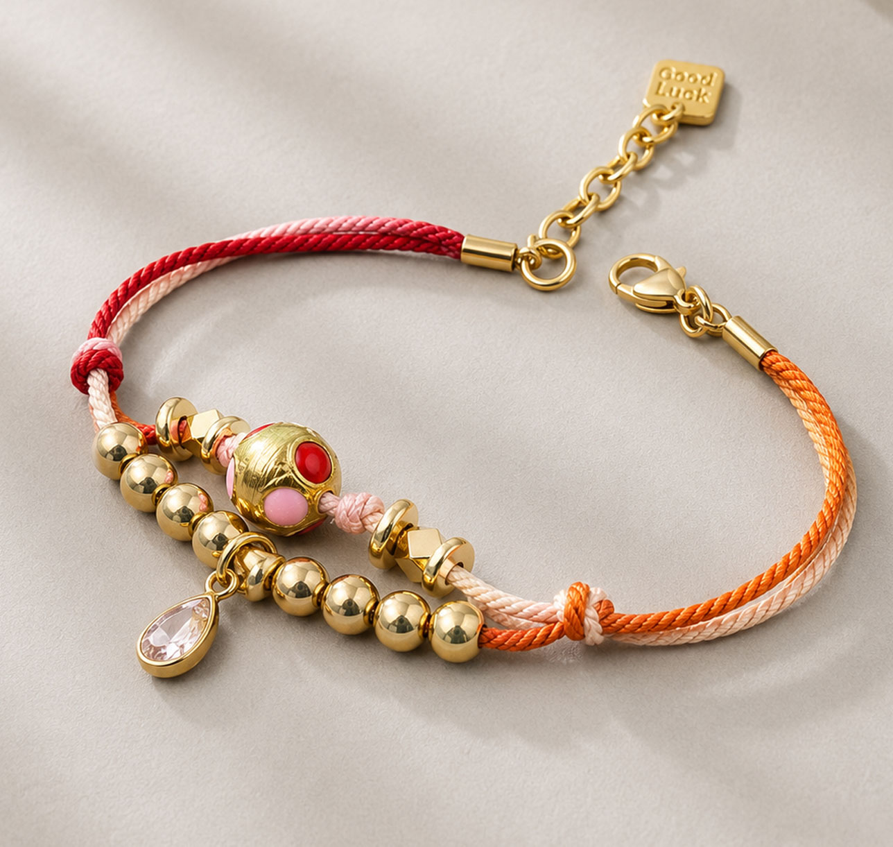 Pulsera Doble Acero Inoxidable Roja/Naranja/Rosa