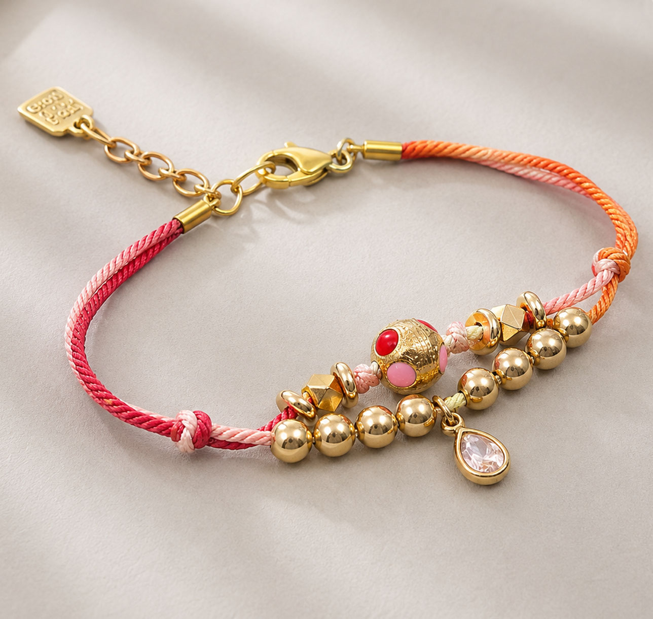 Pulsera Doble Acero Inoxidable Roja/Naranja/Rosa