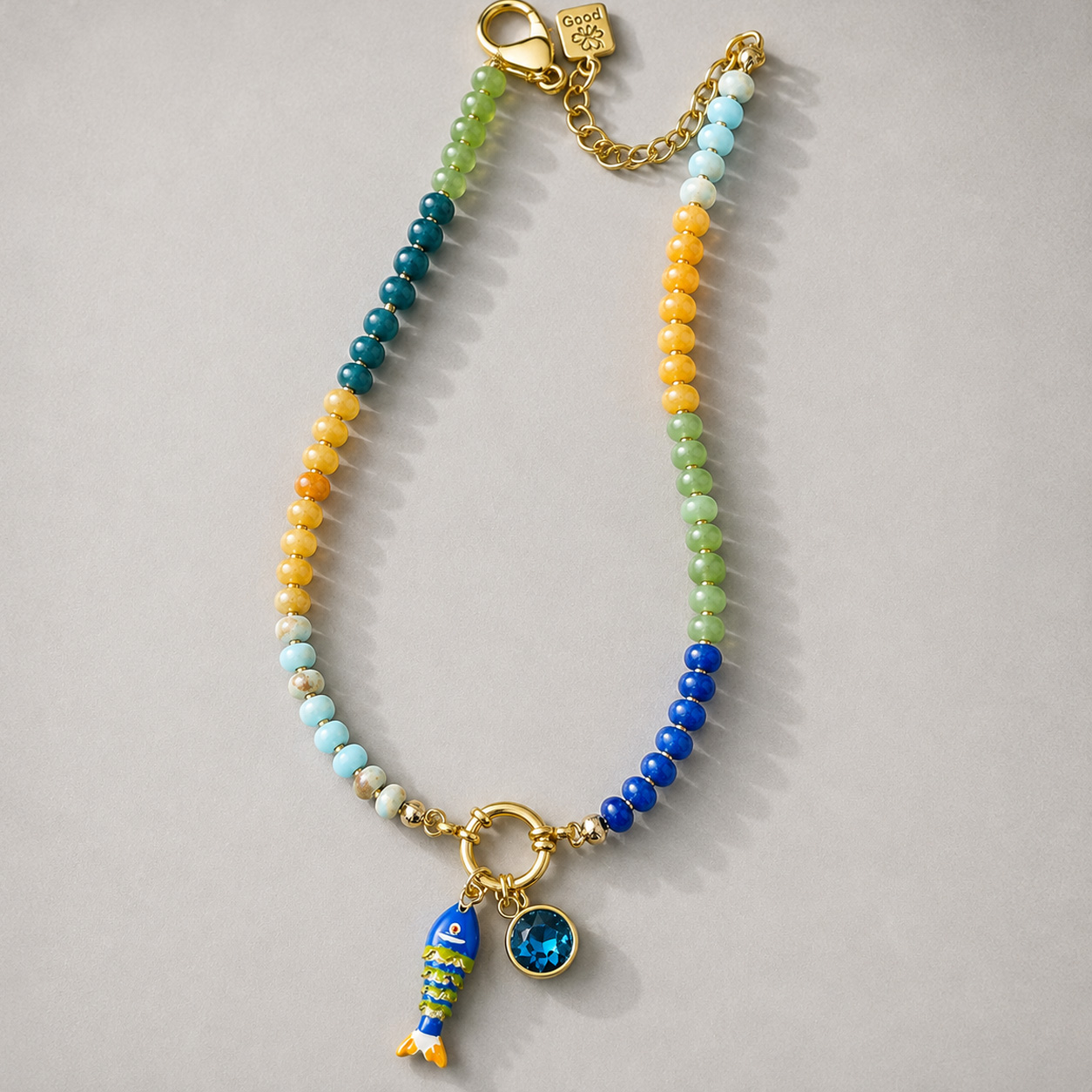 Collar Colorido Piedras Naturales y Dijes