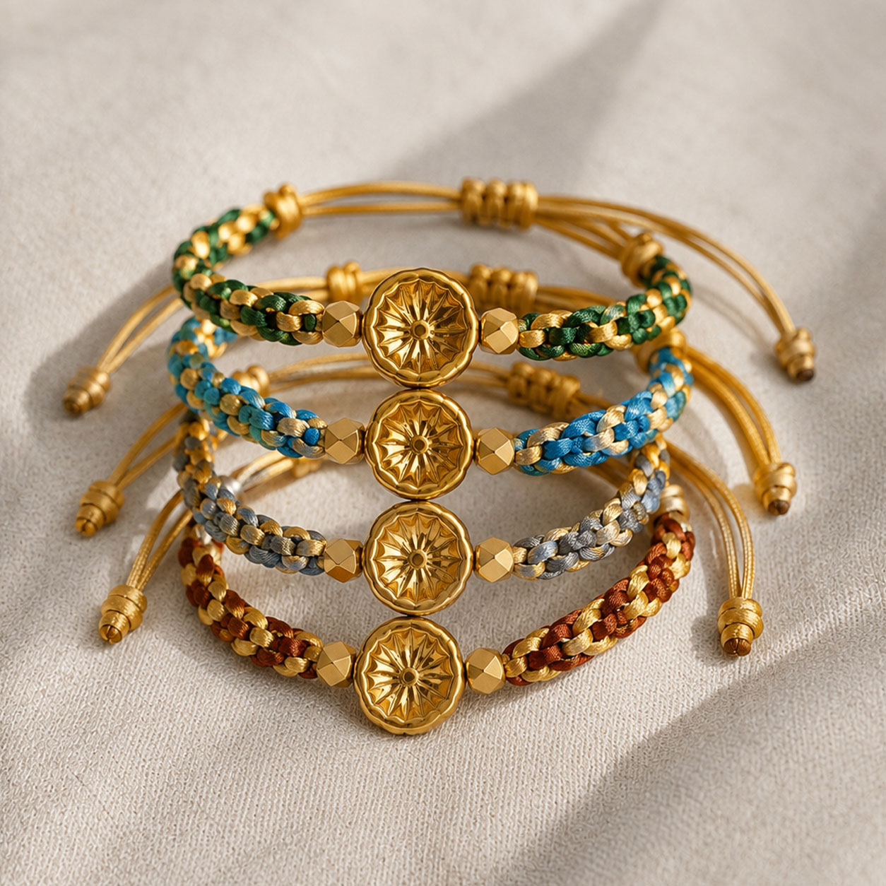 Pulsera Tejida con Cristales Marrón Oro — foto 3