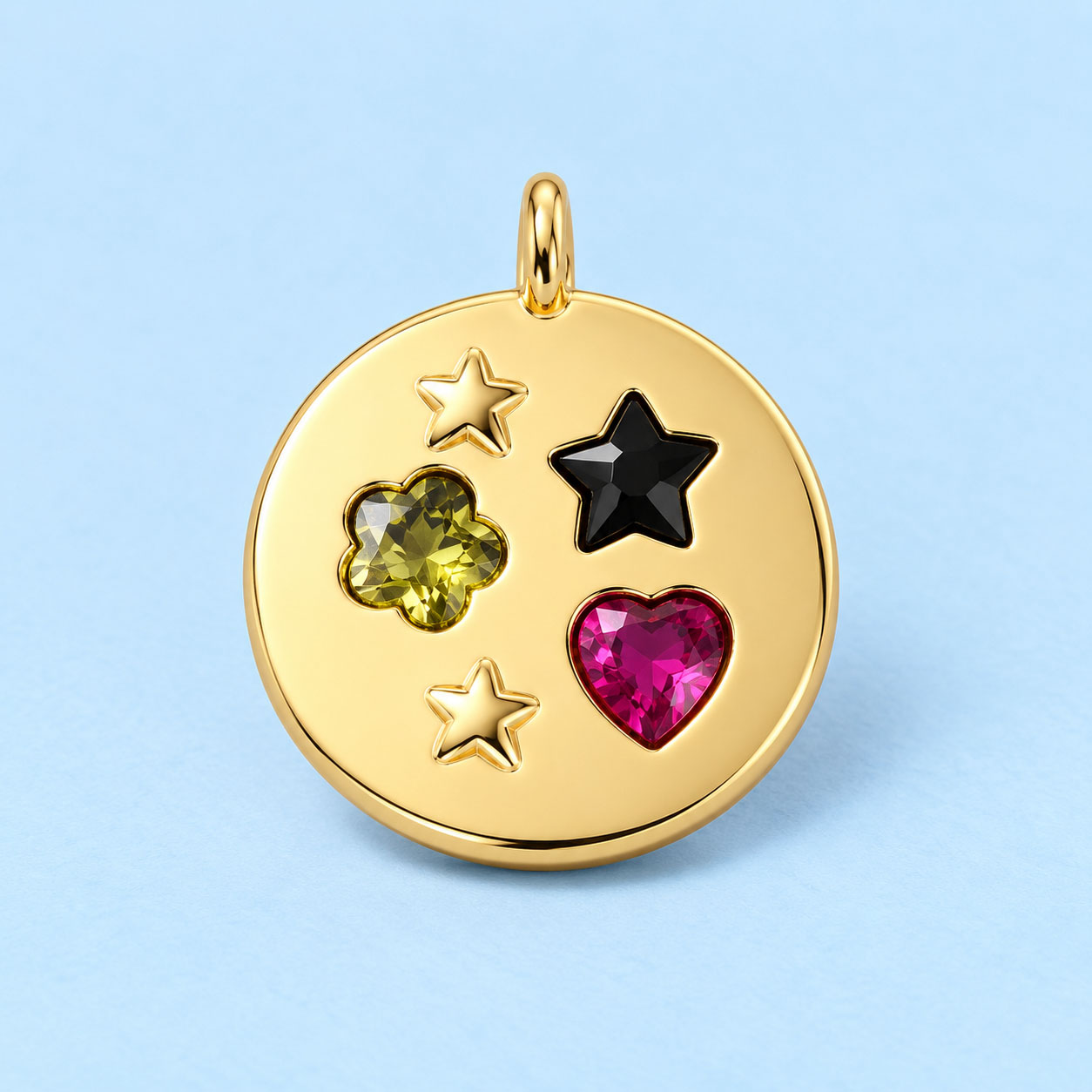Dije Cubic Zirconia Dorado, Flor, Estrella, Corazón