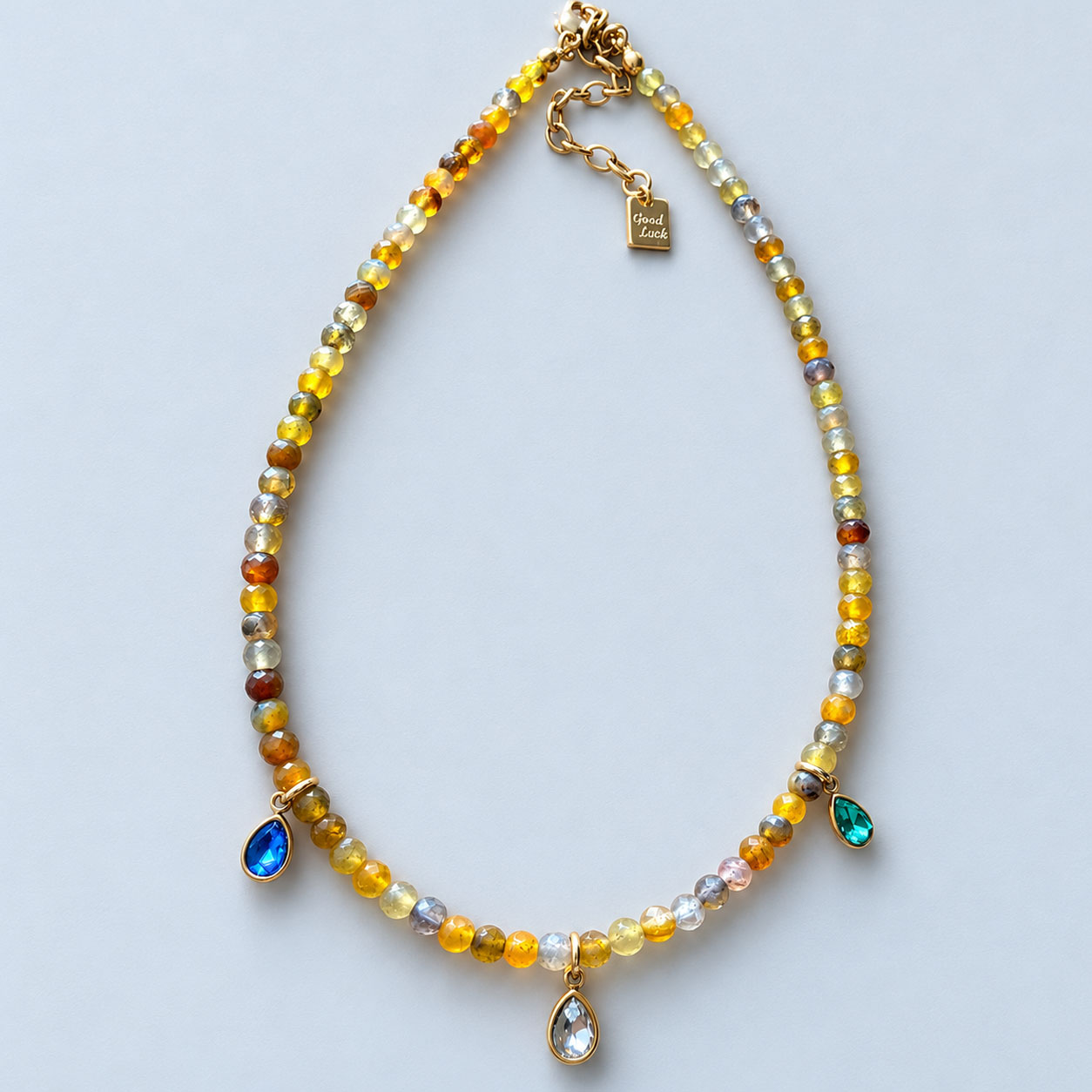 Collar Jade Micro Piedras con Gotas Cubic Zirconia Verde