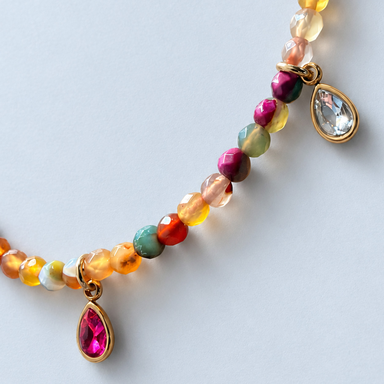 Collar Jade Micro Piedras con Gotas Cubic Zirconia Rosa — foto 3