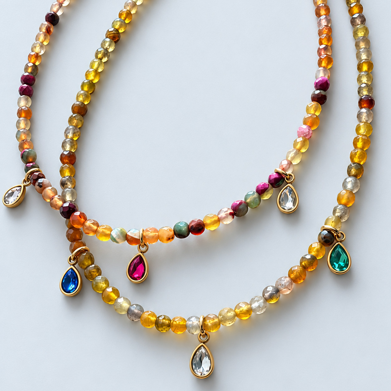 Collar Jade Micro Piedras con Gotas Cubic Zirconia Rosa — foto 4